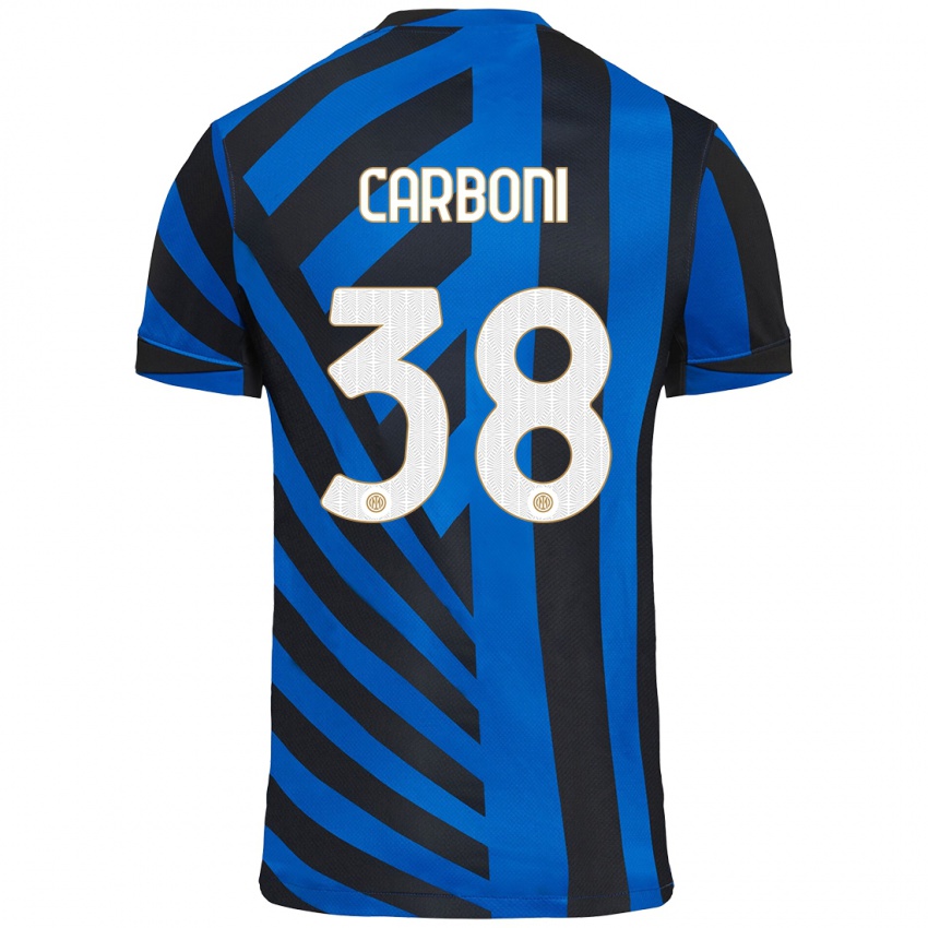 Kinder Valentin Carboni #38 Blau Schwarz Heimtrikot Trikot 2024/25 T-Shirt