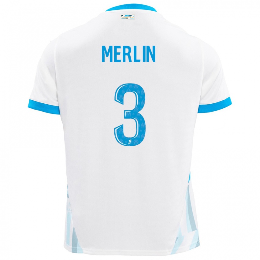 Kinder Quentin Merlin #3 Weiß Himmelblau Heimtrikot Trikot 2024/25 T-Shirt