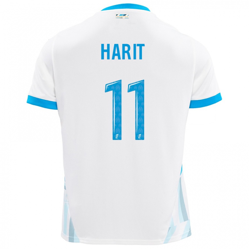 Kinder Amine Harit #11 Weiß Himmelblau Heimtrikot Trikot 2024/25 T-Shirt