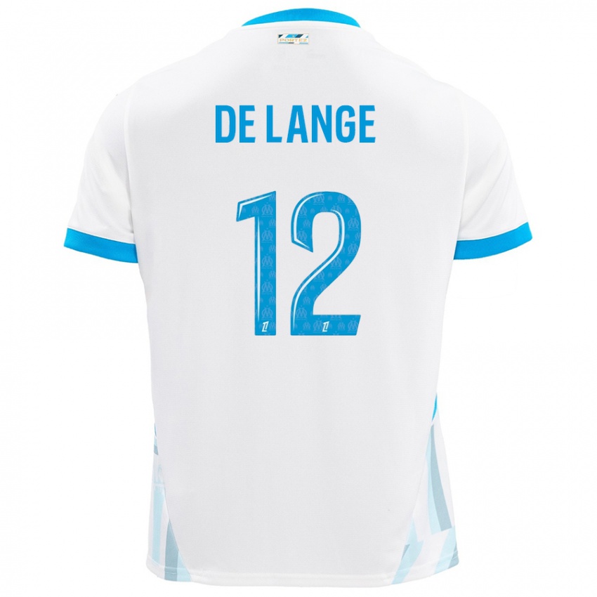 Kinder Jeffrey De Lange #12 Weiß Himmelblau Heimtrikot Trikot 2024/25 T-Shirt