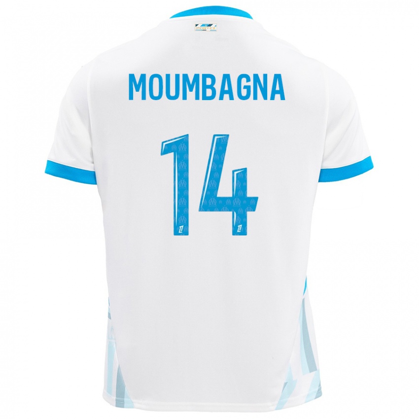 Kinder Faris Moumbagna #14 Weiß Himmelblau Heimtrikot Trikot 2024/25 T-Shirt