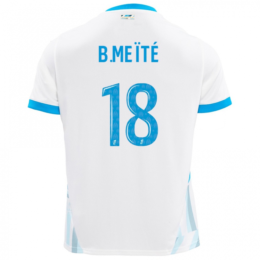 Kinder Bamo Meïté #18 Weiß Himmelblau Heimtrikot Trikot 2024/25 T-Shirt