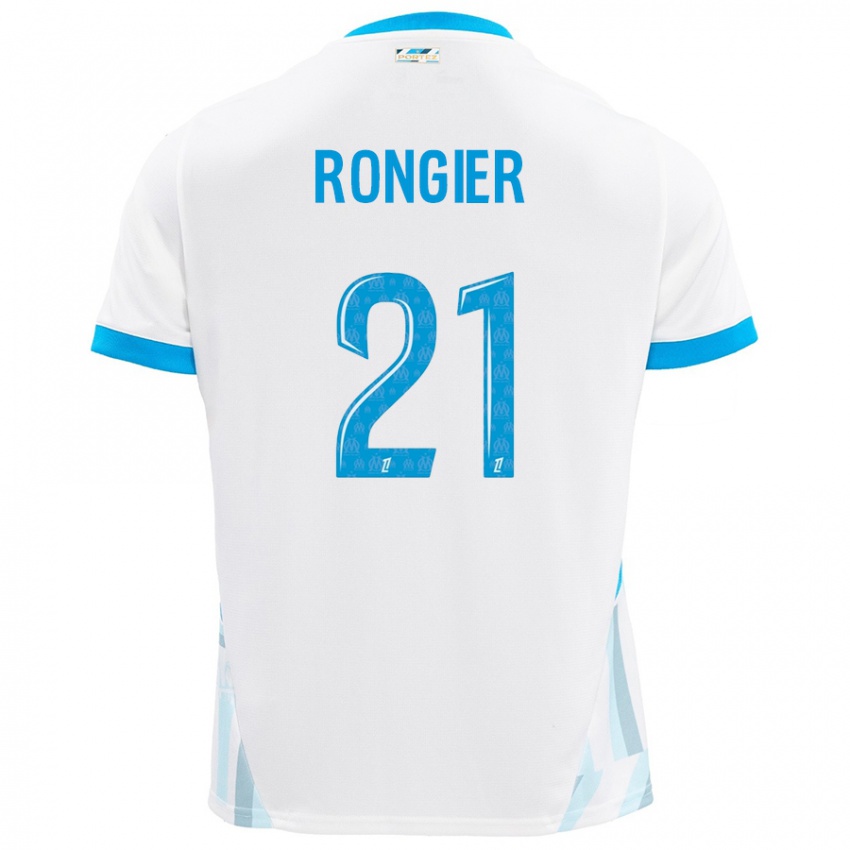 Kinder Valentin Rongier #21 Weiß Himmelblau Heimtrikot Trikot 2024/25 T-Shirt