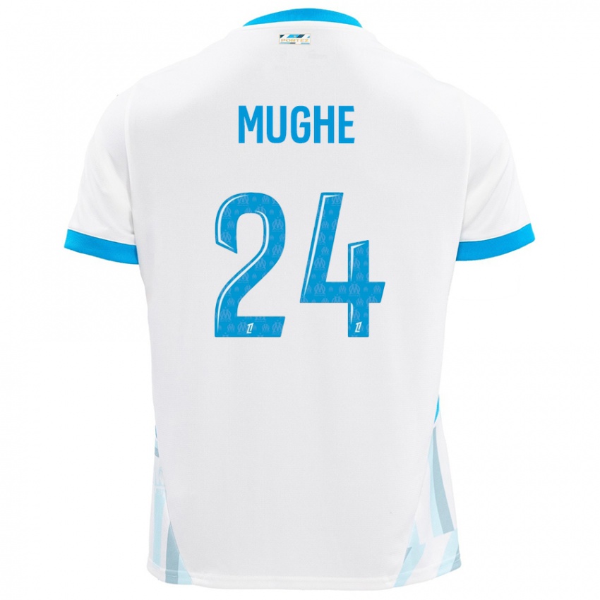 Kinder François Mughe #24 Weiß Himmelblau Heimtrikot Trikot 2024/25 T-Shirt