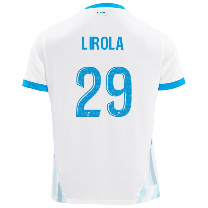 Kinder Pol Lirola #29 Weiß Himmelblau Heimtrikot Trikot 2024/25 T-Shirt