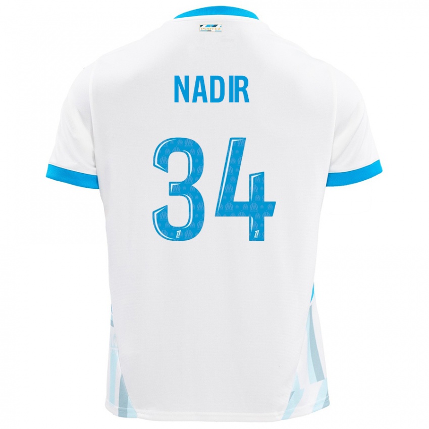 Kinder Bilal Nadir #34 Weiß Himmelblau Heimtrikot Trikot 2024/25 T-Shirt