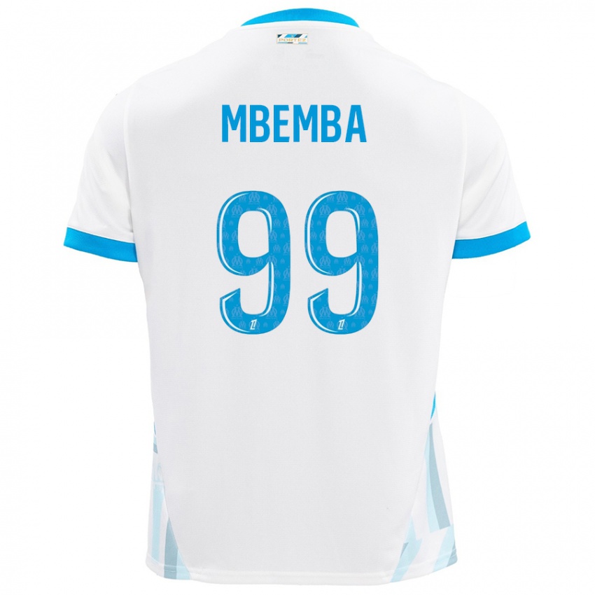 Kinder Chancel Mbemba #99 Weiß Himmelblau Heimtrikot Trikot 2024/25 T-Shirt