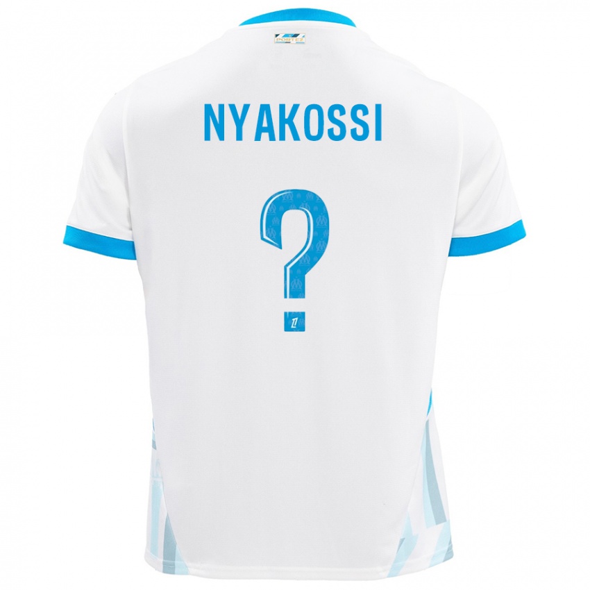 Kinder Roggerio Nyakossi #0 Weiß Himmelblau Heimtrikot Trikot 2024/25 T-Shirt