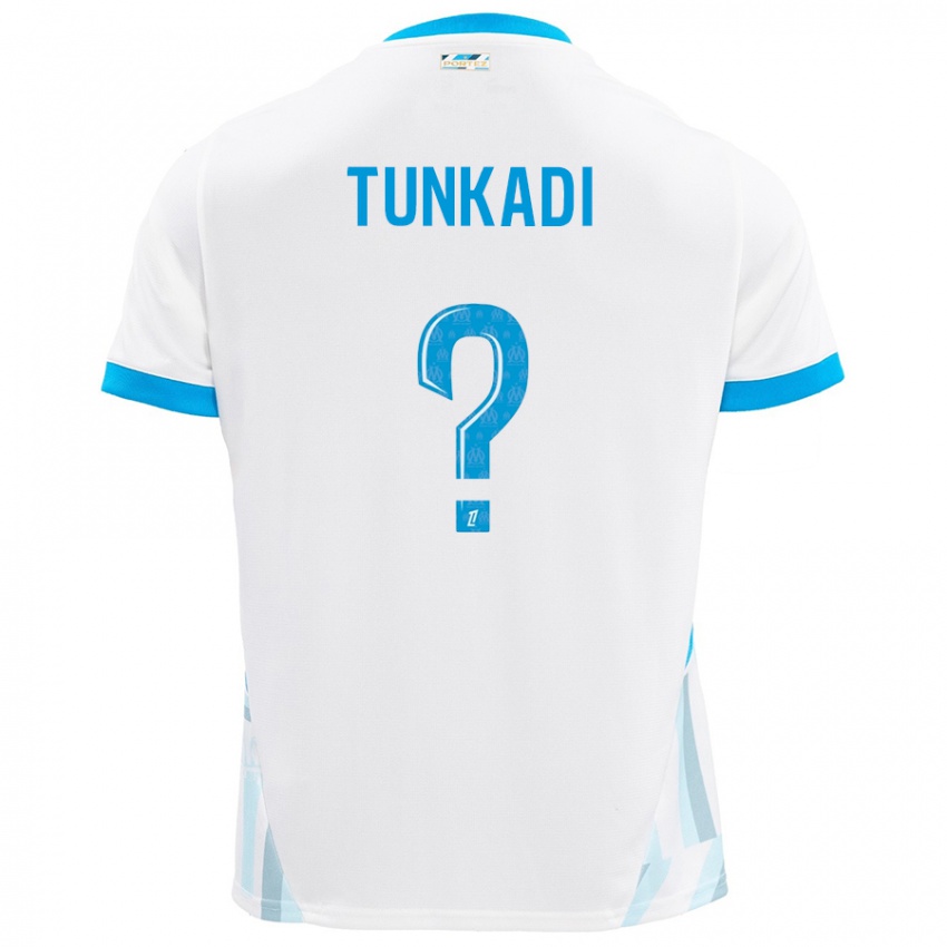 Kinder Alexandre Tunkadi #0 Weiß Himmelblau Heimtrikot Trikot 2024/25 T-Shirt