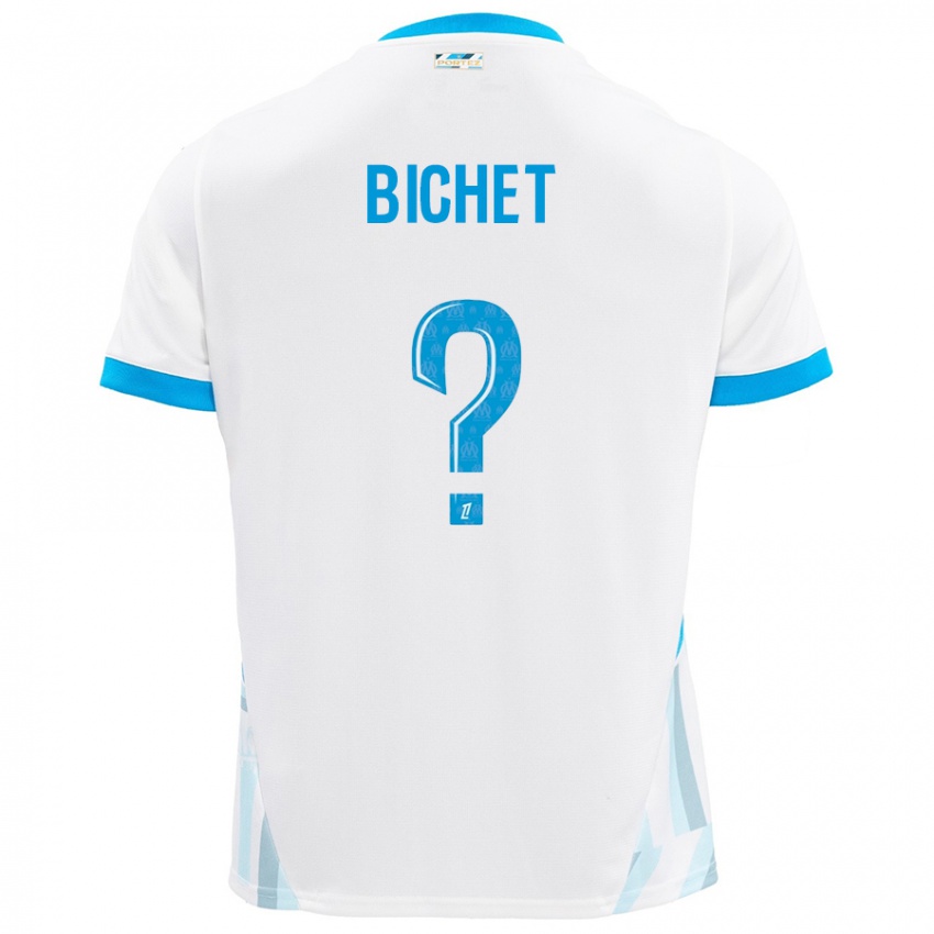 Kinder Tristan Bichet #0 Weiß Himmelblau Heimtrikot Trikot 2024/25 T-Shirt