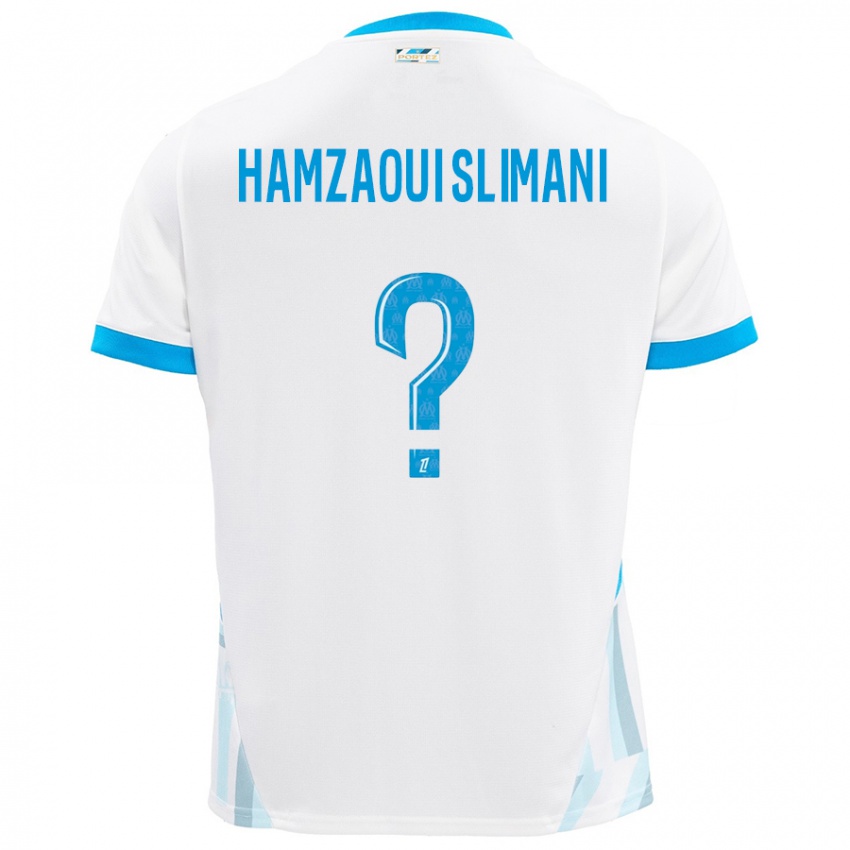 Kinder Hilan Hamzaoui Slimani #0 Weiß Himmelblau Heimtrikot Trikot 2024/25 T-Shirt