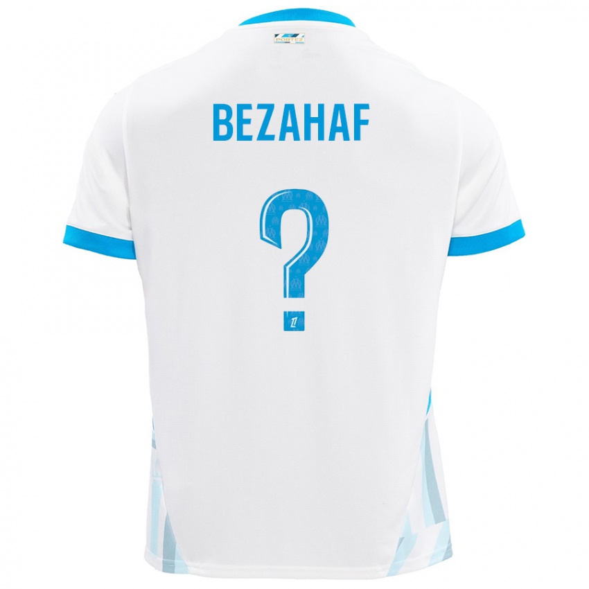 Kinder Kelyann Bezahaf #0 Weiß Himmelblau Heimtrikot Trikot 2024/25 T-Shirt