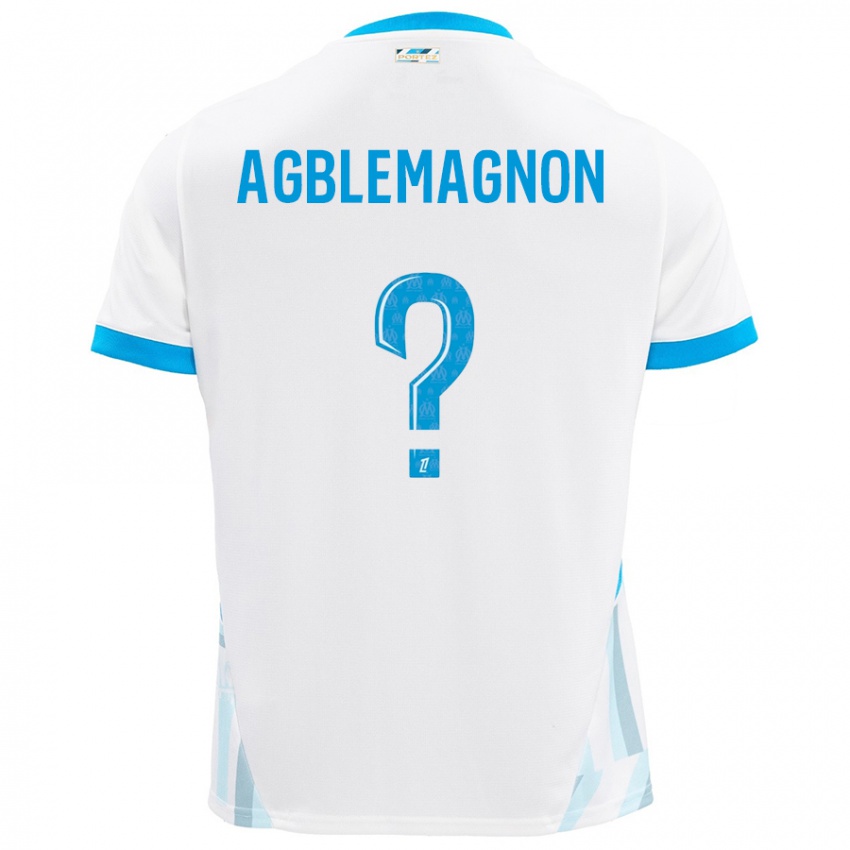 Kinder Jordan Agblemagnon #0 Weiß Himmelblau Heimtrikot Trikot 2024/25 T-Shirt