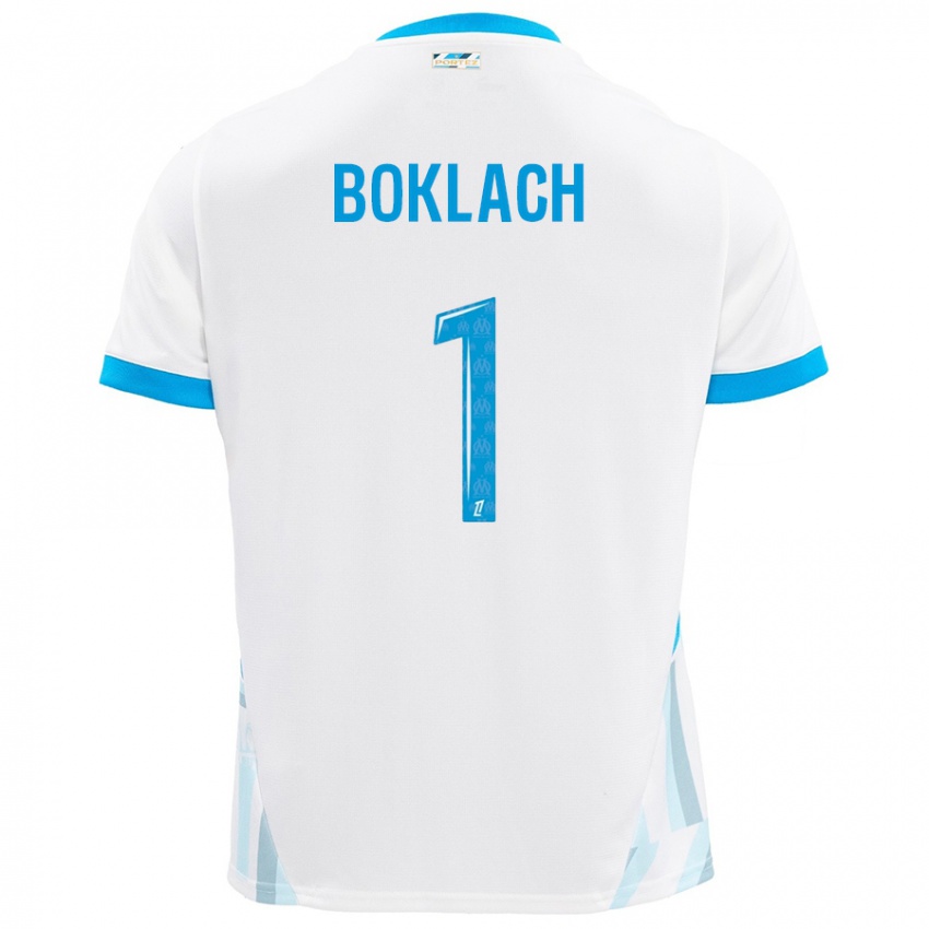 Kinder Kateryna Boklach #1 Weiß Himmelblau Heimtrikot Trikot 2024/25 T-Shirt