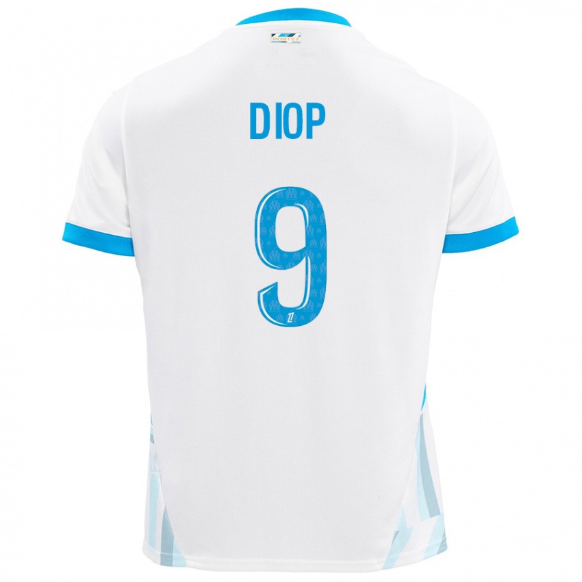 Kinder Mama Diop #9 Weiß Himmelblau Heimtrikot Trikot 2024/25 T-Shirt