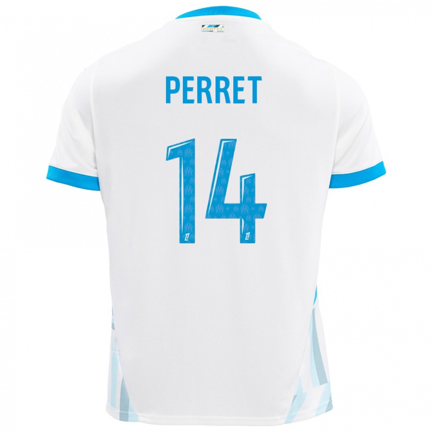 Kinder Jenny Perret #14 Weiß Himmelblau Heimtrikot Trikot 2024/25 T-Shirt