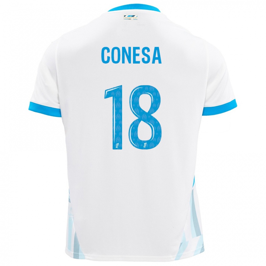 Kinder Anna Conesa #18 Weiß Himmelblau Heimtrikot Trikot 2024/25 T-Shirt