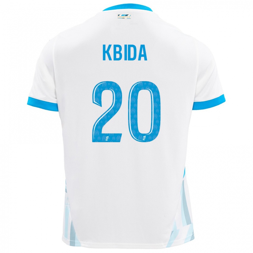 Kinder Inès Kbida #20 Weiß Himmelblau Heimtrikot Trikot 2024/25 T-Shirt