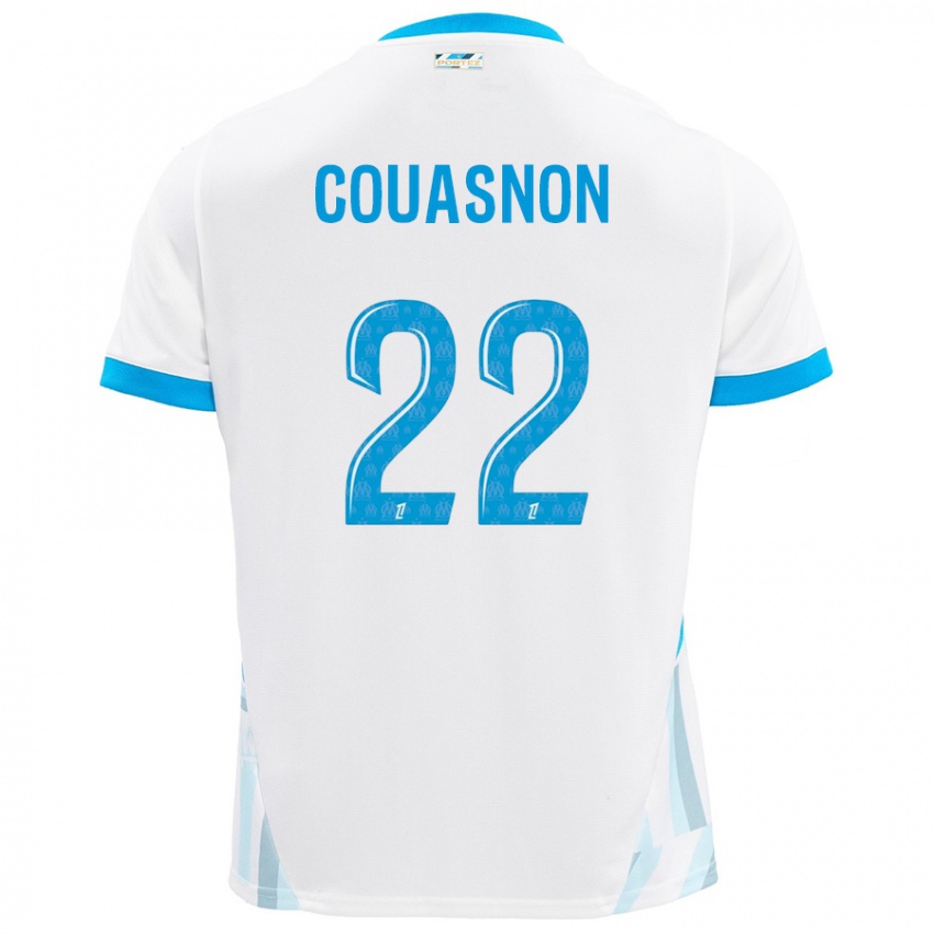 Kinder Roxane Couasnon #22 Weiß Himmelblau Heimtrikot Trikot 2024/25 T-Shirt