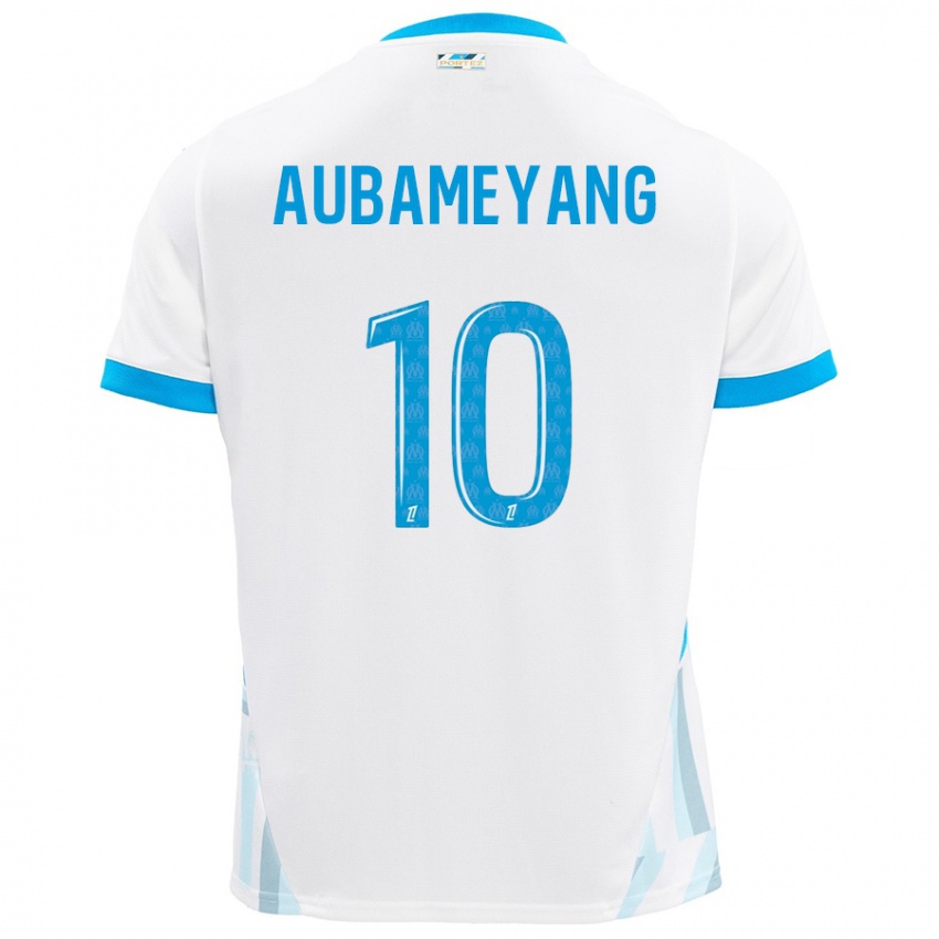 Kinder Pierre-Emerick Aubameyang #10 Weiß Himmelblau Heimtrikot Trikot 2024/25 T-Shirt