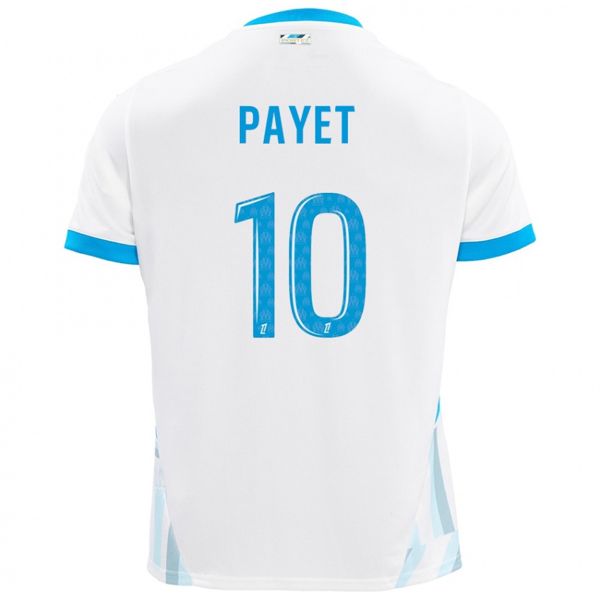 Kinder Dimitri Payet #10 Weiß Himmelblau Heimtrikot Trikot 2024/25 T-Shirt