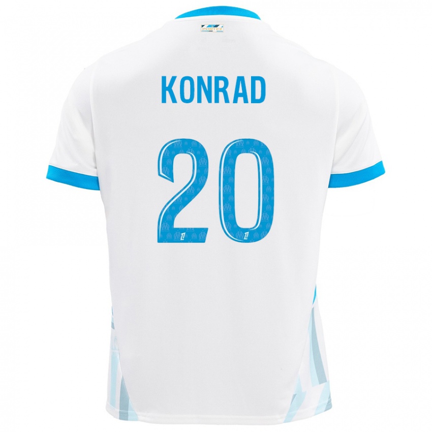 Kinder Konrad De La Fuente #20 Weiß Himmelblau Heimtrikot Trikot 2024/25 T-Shirt