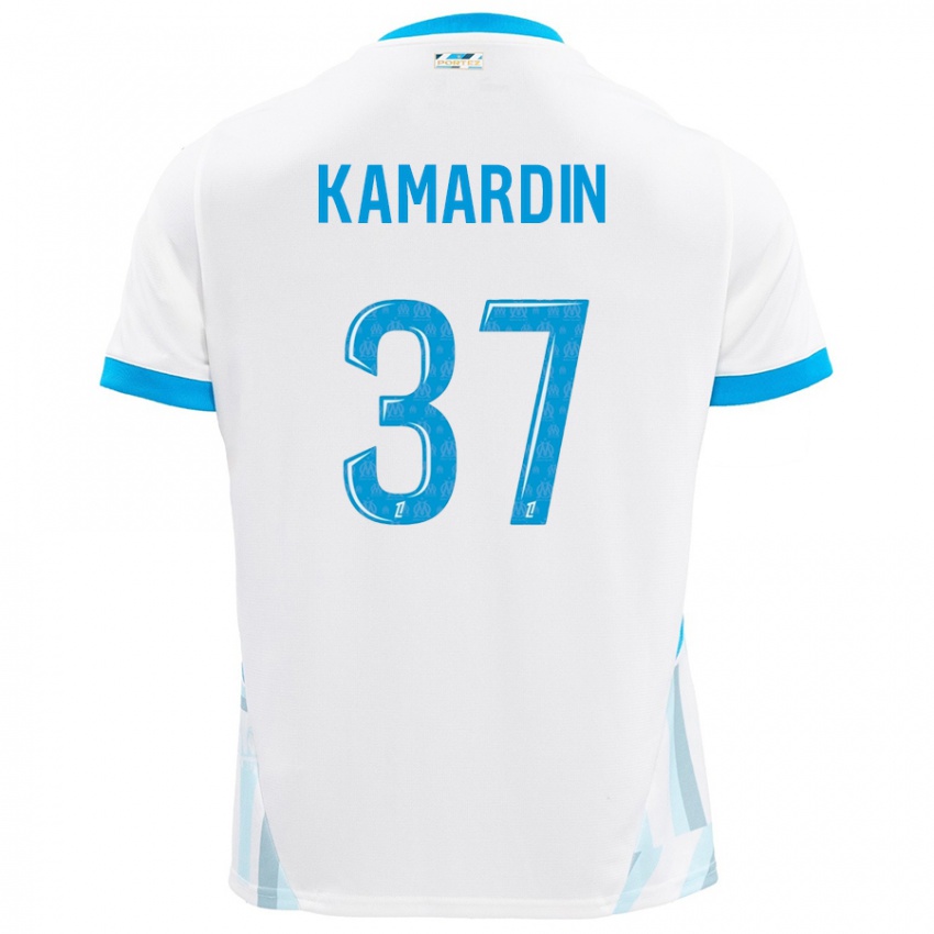 Kinder Aaron Kamardin #37 Weiß Himmelblau Heimtrikot Trikot 2024/25 T-Shirt