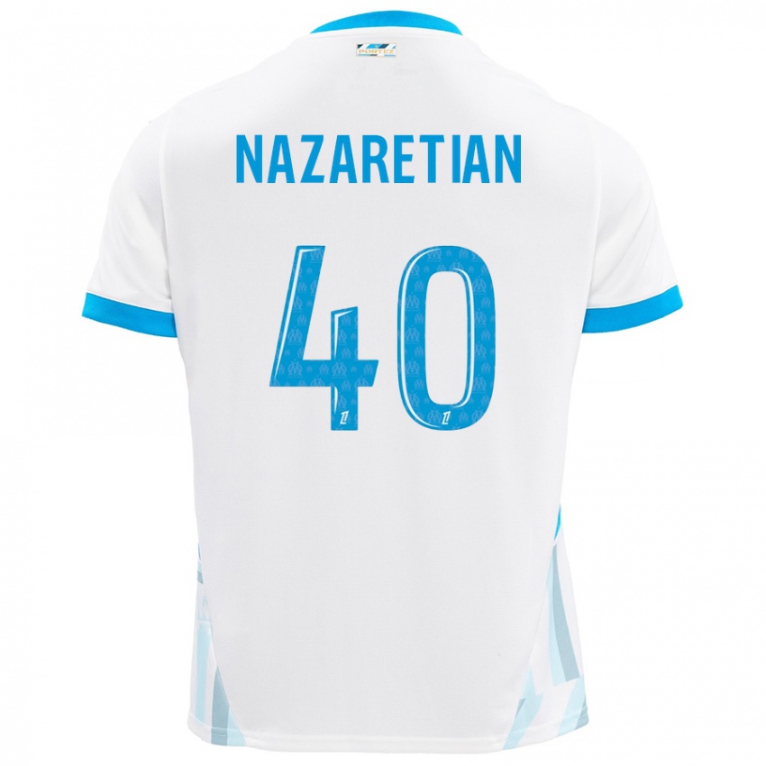 Kinder Manuel Nazaretian #40 Weiß Himmelblau Heimtrikot Trikot 2024/25 T-Shirt