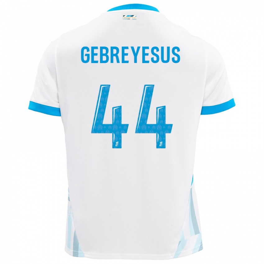 Kinder Esey Gebreyesus #44 Weiß Himmelblau Heimtrikot Trikot 2024/25 T-Shirt