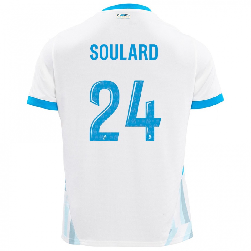 Kinder Amandine Soulard #24 Weiß Himmelblau Heimtrikot Trikot 2024/25 T-Shirt