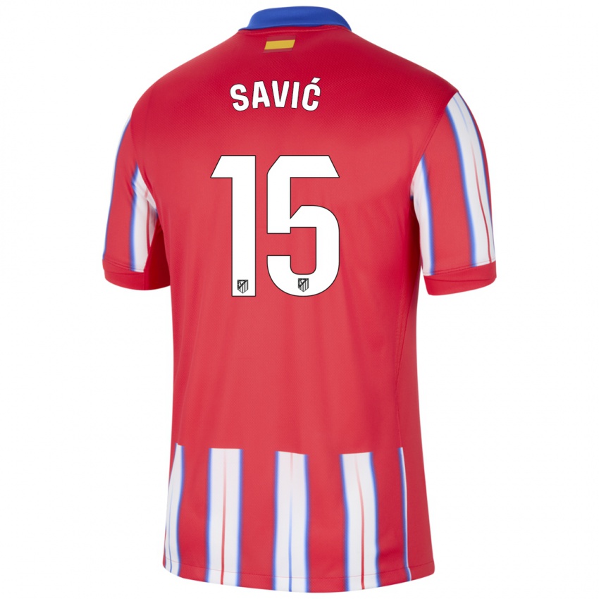 Kinder Stefan Savic #15 Rot Weiß Blau Heimtrikot Trikot 2024/25 T-Shirt