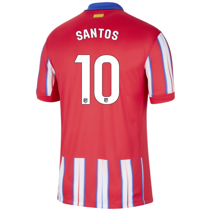 Kinder Leicy Santos #10 Rot Weiß Blau Heimtrikot Trikot 2024/25 T-Shirt