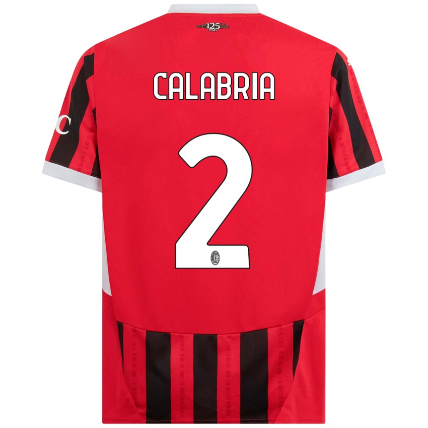 Kinder Davide Calabria #2 Rot Schwarz Heimtrikot Trikot 2024/25 T-Shirt