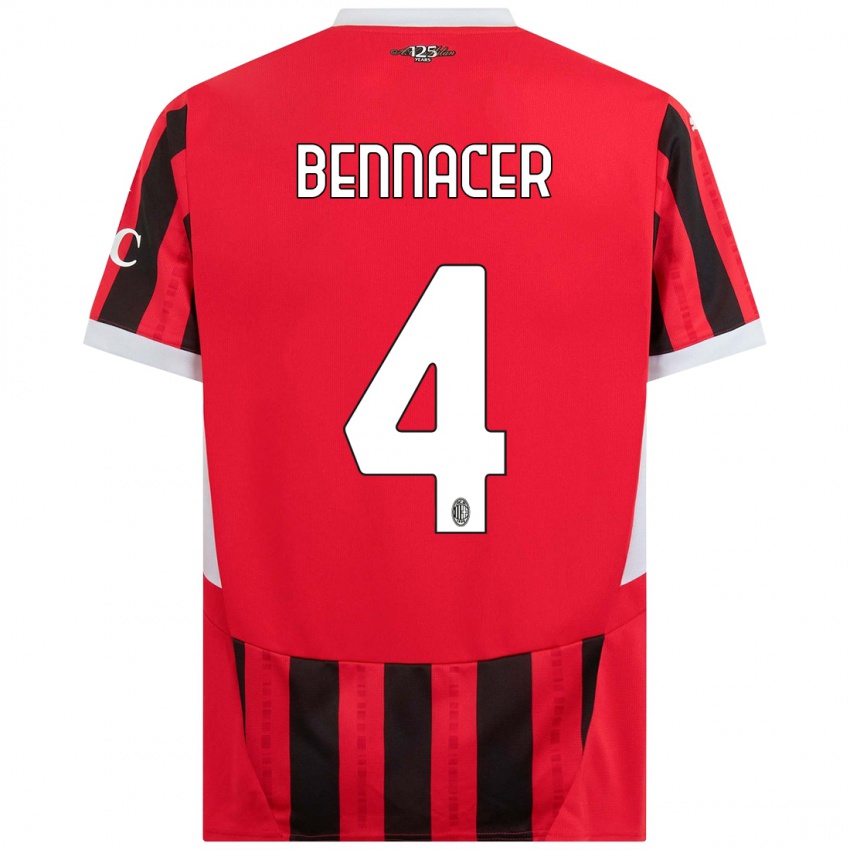 Kinder Ismael Bennacer #4 Rot Schwarz Heimtrikot Trikot 2024/25 T-Shirt