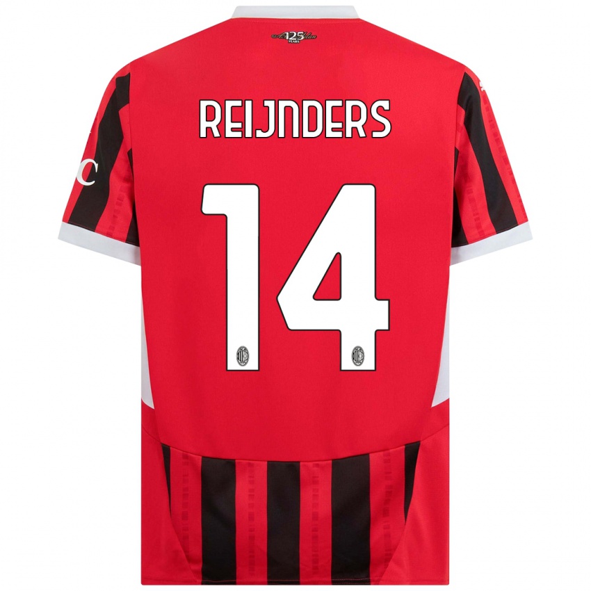 Kinder Tijjani Reijnders #14 Rot Schwarz Heimtrikot Trikot 2024/25 T-Shirt