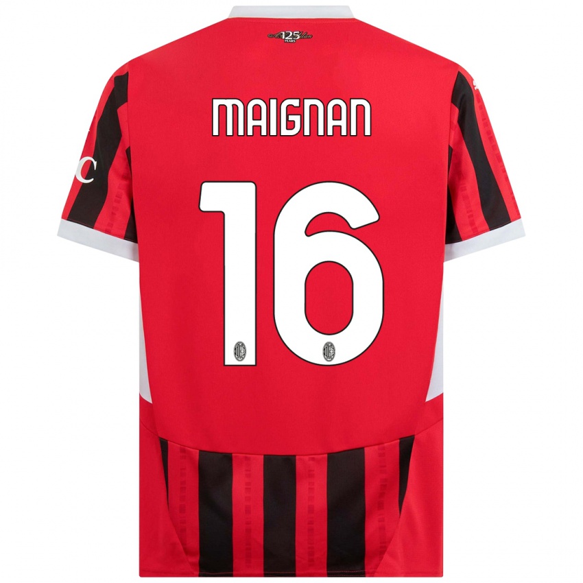 Kinder Mike Maignan #16 Rot Schwarz Heimtrikot Trikot 2024/25 T-Shirt