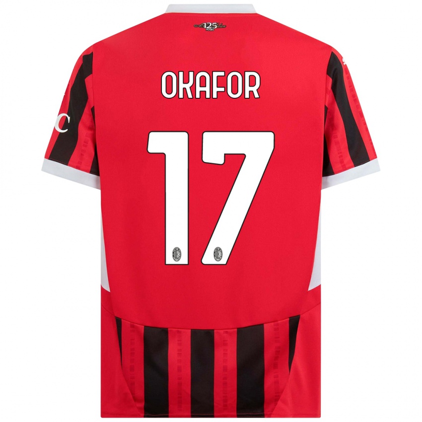 Kinder Noah Okafor #17 Rot Schwarz Heimtrikot Trikot 2024/25 T-Shirt