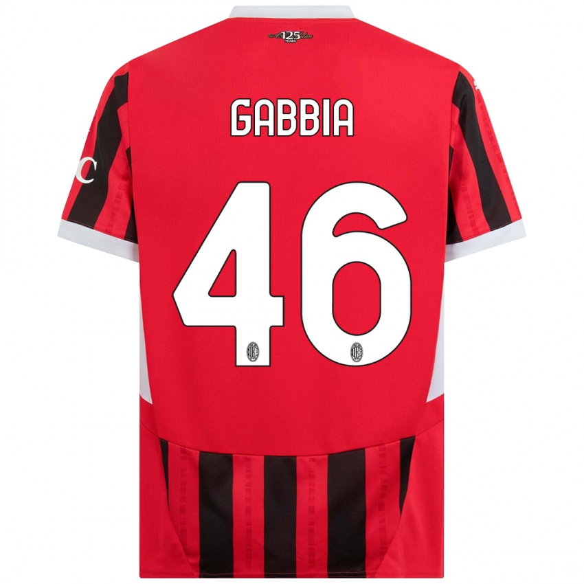 Kinder Matteo Gabbia #46 Rot Schwarz Heimtrikot Trikot 2024/25 T-Shirt