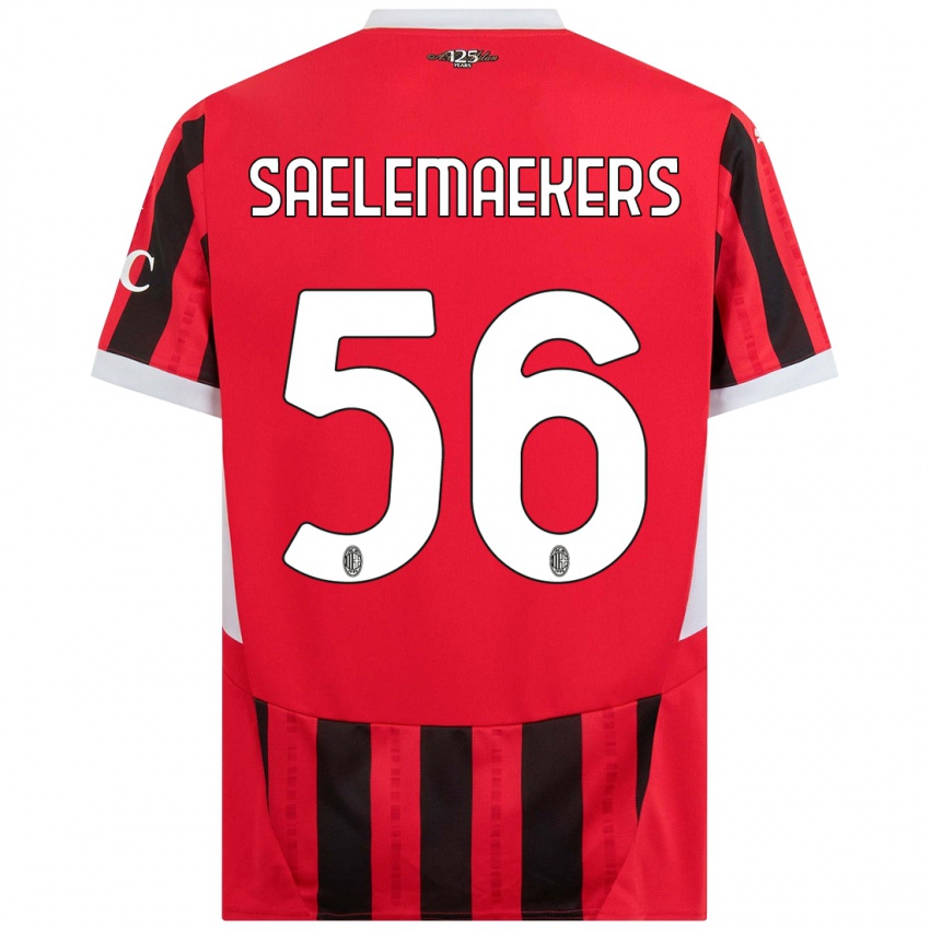 Kinder Alexis Saelemaekers #56 Rot Schwarz Heimtrikot Trikot 2024/25 T-Shirt