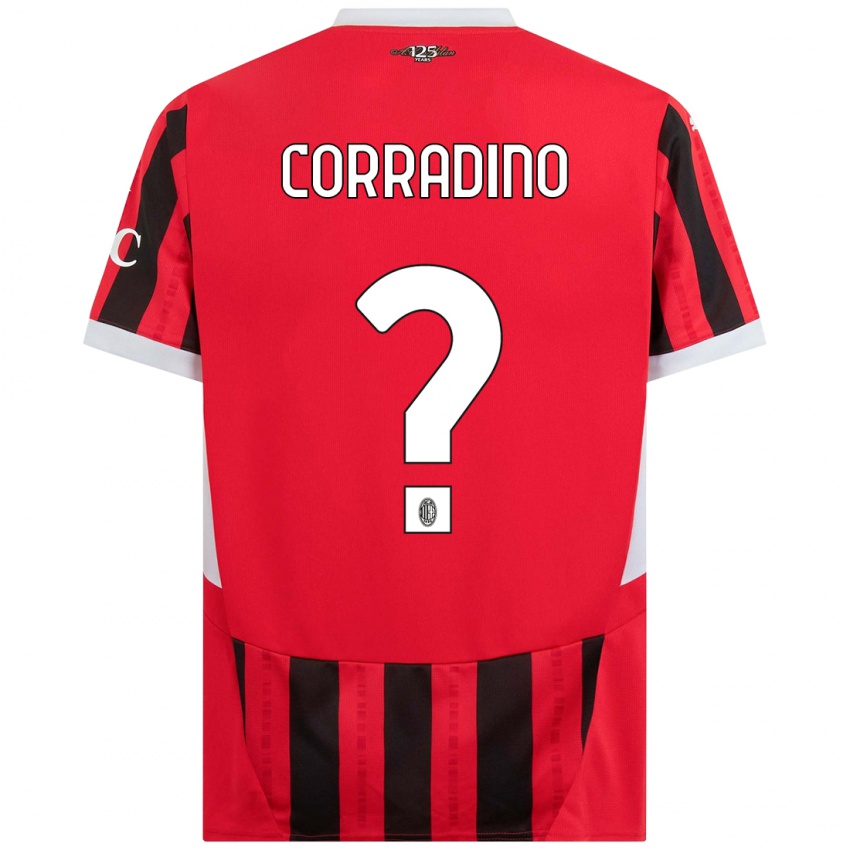 Kinder Riccardo Corradino #0 Rot Schwarz Heimtrikot Trikot 2024/25 T-Shirt