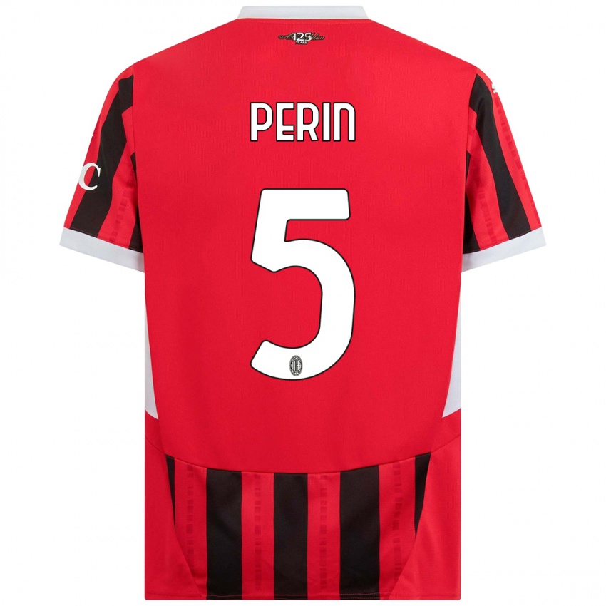 Kinder Ernesto Perin #5 Rot Schwarz Heimtrikot Trikot 2024/25 T-Shirt