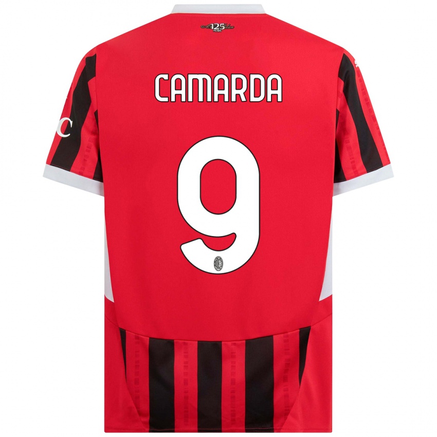 Kinder Francesco Camarda #9 Rot Schwarz Heimtrikot Trikot 2024/25 T-Shirt