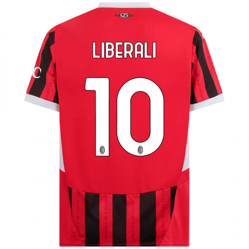 Kinder Mattia Liberali #10 Rot Schwarz Heimtrikot Trikot 2024/25 T-Shirt