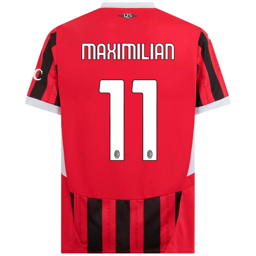 Kinder Maximilian Ibrahimović #11 Rot Schwarz Heimtrikot Trikot 2024/25 T-Shirt