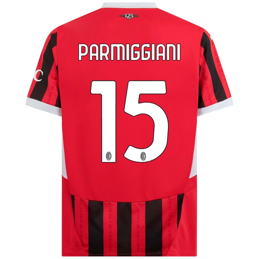 Kinder Pietro Parmiggiani #15 Rot Schwarz Heimtrikot Trikot 2024/25 T-Shirt