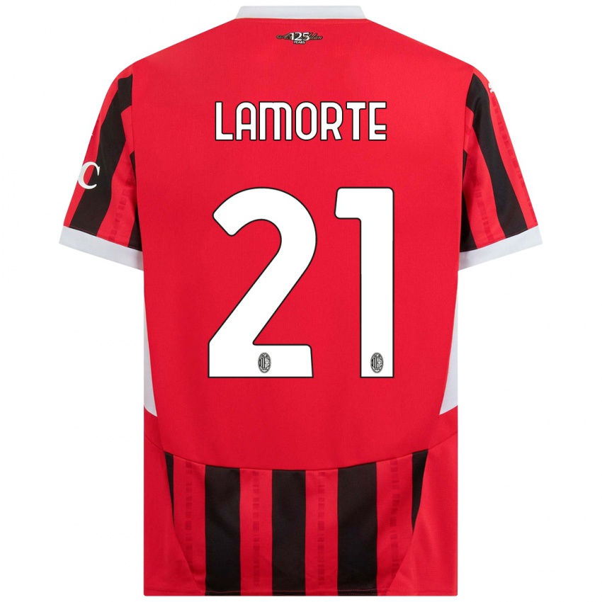 Kinder Alessandro Lamorte #21 Rot Schwarz Heimtrikot Trikot 2024/25 T-Shirt