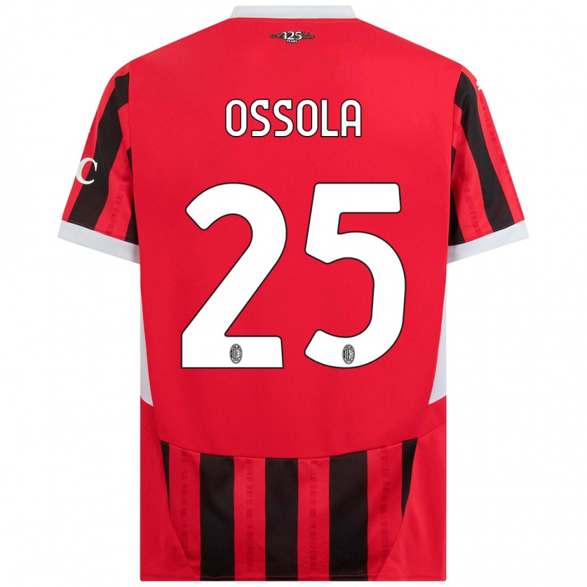 Kinder Lorenzo Ossola #25 Rot Schwarz Heimtrikot Trikot 2024/25 T-Shirt