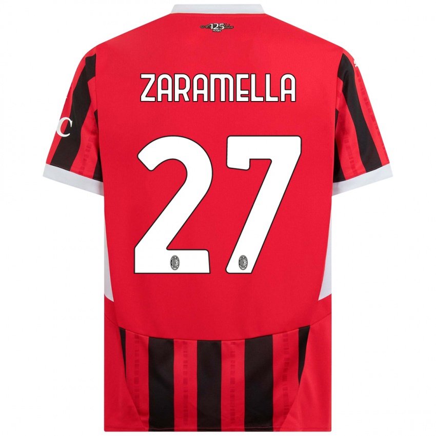 Kinder Mattia Zaramella #27 Rot Schwarz Heimtrikot Trikot 2024/25 T-Shirt