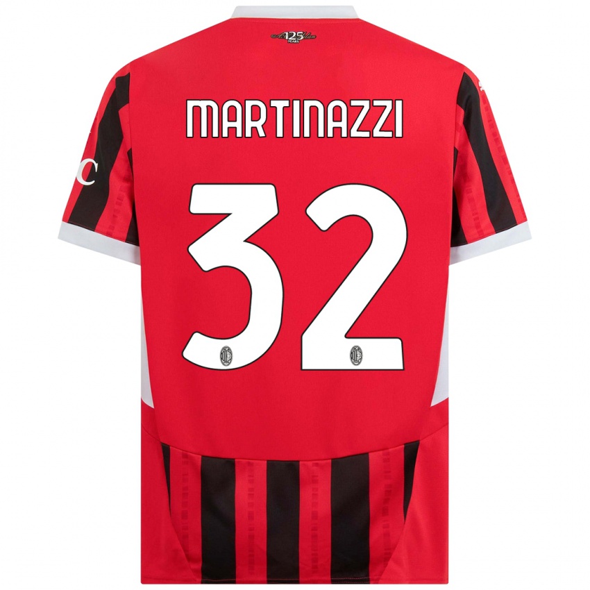 Kinder Luca Martinazzi #32 Rot Schwarz Heimtrikot Trikot 2024/25 T-Shirt