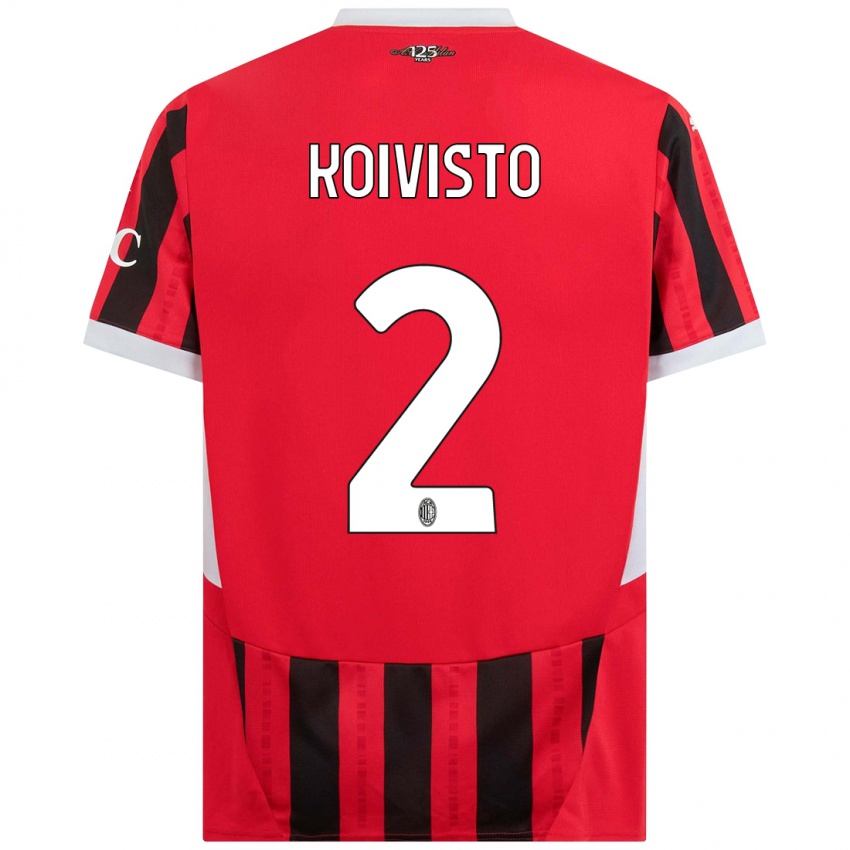 Kinder Emma Koivisto #2 Rot Schwarz Heimtrikot Trikot 2024/25 T-Shirt